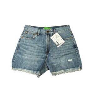 Sandrine Rose Denim Shorts Size 28‎ Distressed Frayed Hem Light Wash